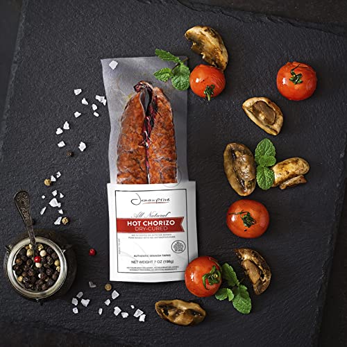 Hot Chorizo Ring - Spanish Chorizo For Authentic Tapas 7Oz (Sarta) - All Natural, No Nitrates Or Nitrites Added, No Color Additives Added, No Preservatives Added, No Artificial Ingredients, Gluten Free - Jamonprive #TOP6