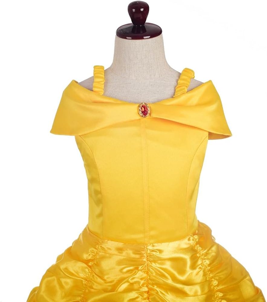 Lito Angels Princess Costume Iconic Fancy Dress Up Gold Gown with Accessories for World Book Day Kids Girls Age 2-3 Years - Image 5