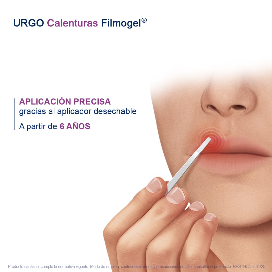 Urgo - Calenturas Filmogel® - Tratamiento para úlcera labial, para todas las etapas de la calentura - Alivia el picor, escozor y quemazón - Frasco de 3 ml con 24 aplicadores