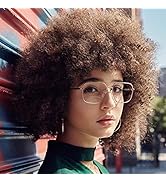 RuiYok 8 Inches Brown Afro Wigs Natural Looking Short Afro Wigs Afro Synthetic Full Wigs Kinky Cu...