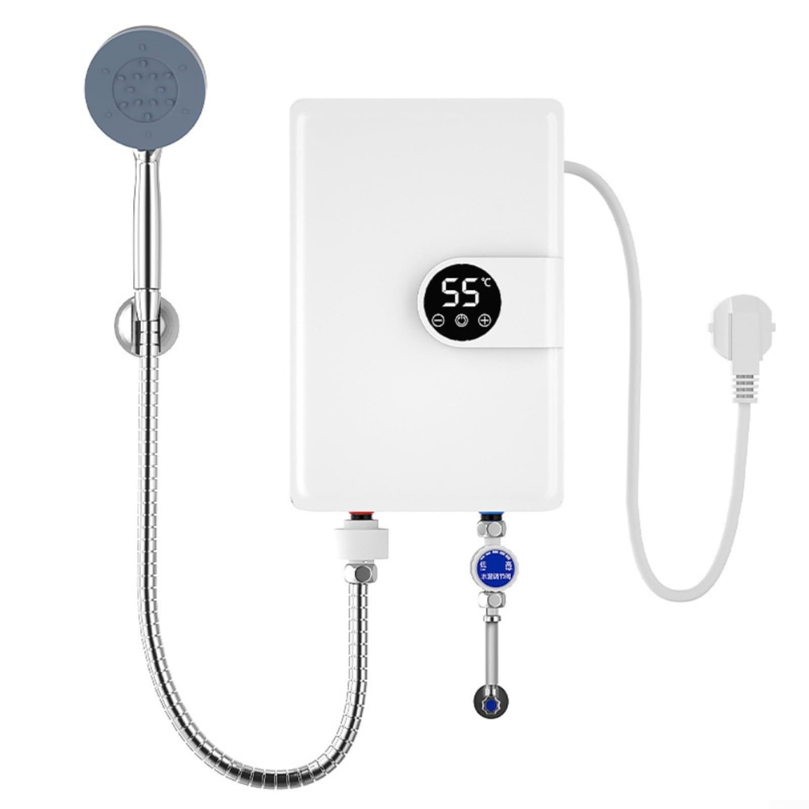 Mini scaldabagno elettrico, 5500 W, con serbatoio in acciaio inox e display LCD, per scaldabagno istantaneo per doccia, bagno, cucina e lavanderia