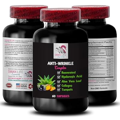 Alpha Lipoic Acid - Anti-Wrinkle Complex - Green Coffee Bean, Aloe Vera, L-Glutathione, Lycopene, Collagen Boost, Grape Seed, Turmeric, Hydration Power, Smooth Skin Texture Finish 3 Bottles 180 Caps