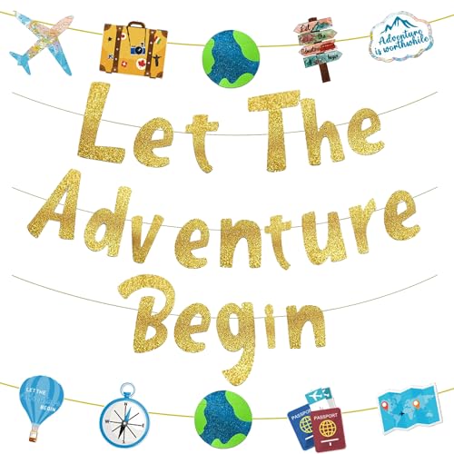 RoadSea Adventure Begins Banner - Glitzer-Banner Für Party, Ruhestand, Hochzeit