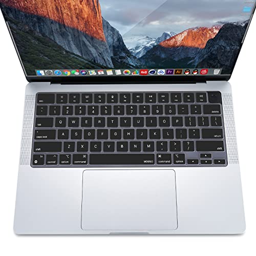 Mosiso Keyboard Cover Skin Compatible With Macbook Air 15 M2 A2941 2023, Compatible With Macbook Air 13.6 M2 A2681, Compatible With Macbook Pro 14/16 M2 M1 A2779 A2442 A2780 A2485, Black #TOP2