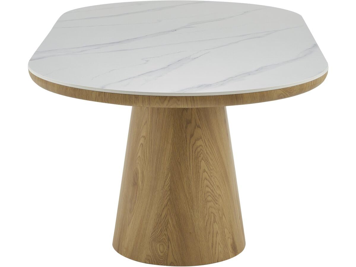 Habitat et Jardin Tavolo da pranzo ovale in legno ceramico Bellagio - 8 posti - Bianco e marrone