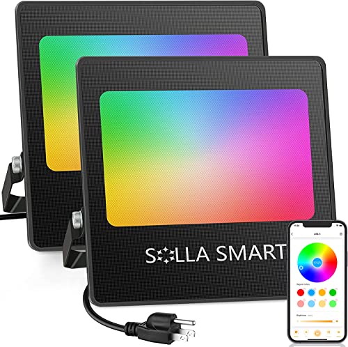Smart RGB Flood Lights 30W, APP Control 16 Million and Tunable White 2700K-6500K, Outdoor Uplights Floodlights Color Changing Landscape Light, IP66 Waterproof for Patio Garden Yard, Plug & Play 2 Pcs