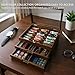AUTOARK Knife Display Case Holds 43+ Knives,Large 3-Tier Wooden Organizer with Glass Top and Drawer,Gift for Men,Walnut,AHK-072