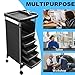Salon Trolley Cart with Wheels & 5 Drawers, Salon Rolling Stations for Hair Stylist,Hairstylist for Beauty Tattoo Hairdressing Beauty Equipment, Black (T28-5DRAWER)