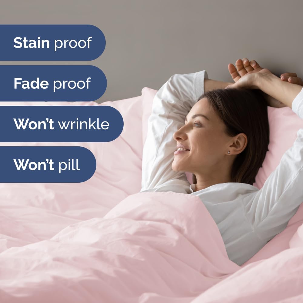 King Size Flat Bed Sheet + Duvet Cover Bundle - Hotel Luxury Single Flat Bottom Sheet Only - Fits Mattresses w/ Deep Pockets between 8 to 16 inches - Soft, Breathable & Wrinkle Free - Lavender Pink