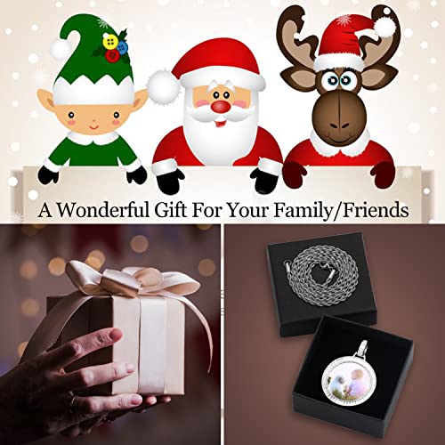 Yimeraire Blank Pendant Custom Picture Necklace Personalized Photo Necklace Keychain Customize Memory Medallion Necklace Iced Out With 24" Rope Chain Hip Hop Jewelry Diy Craft #TOP6