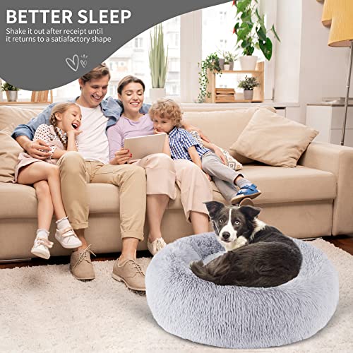 Zejeuer Cat Bed, Small Dog Bed, Round Donut Washable Plush Fluffy Faux Fur Soft Cushion Beds For Indoor Pets #TOP5