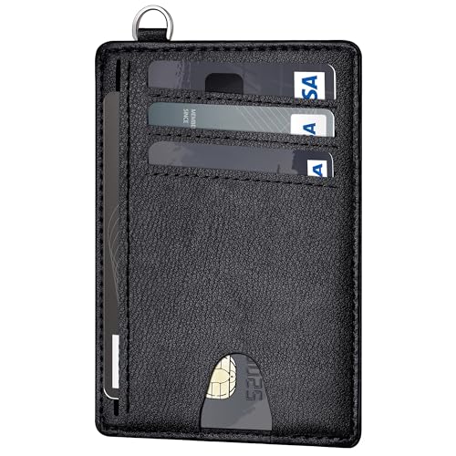 Image of Mayski Slim Wallet, Credit Card Holder for Women, Minimalist Front Pocket RFID Blocking Card Cases, Small Wallet Women Men(Grain Black)