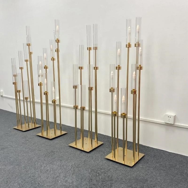 Miniatura 5 de Portavelas de metal de 8 cabezas, candelabros de metal, centro de mesa, soporte de candelabro dorado, candelabro, para boda (estilo B, 5)