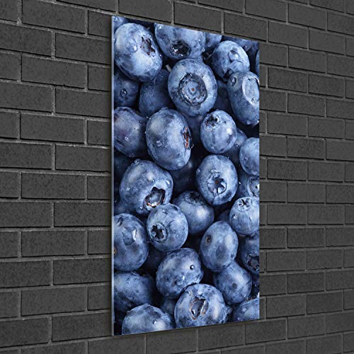 Impression sur verre myrtilles 50x100 cm tableau premium d'art mural - 3