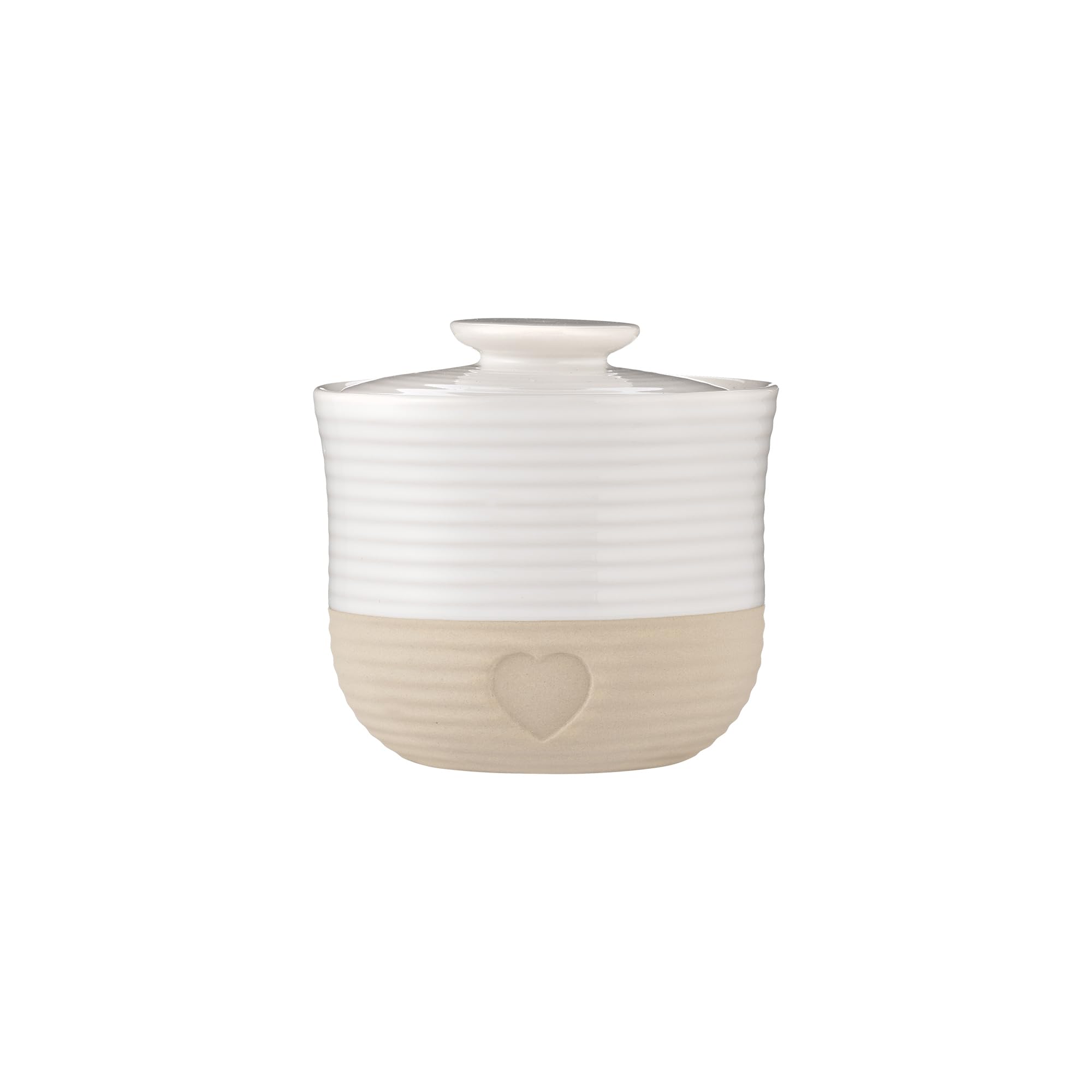 Mason Cash Rustic Charm Storage Jar 700ml Stoneware with Airtight Lid French Provincial Design with Heart Motif Ideal for Tea Coffee Sugar Rice