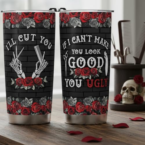 4LIEUBASMI Hair Stylist Gifts for Her - I'll Cut You 20oz Stainless Steel Tumbler with Lid - Thank You Cup Mug for Hairdresser Cosmetology Salon Owner Beautician