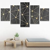 SIGNWIN 5 Panel Canvas Wall Art Modern Art Contemporary Dramatic Geometric Mixed Media Multicolor Patterns for Home Decorations Ready to Hang - 60