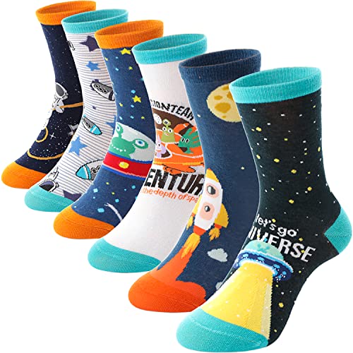 Anlisim Boys Kids Socks Fun Crazy Novelty Funny Crew Cotton Teenage Boy Children Socks 6 Pairs Gift Stocking Stuffers(Alien,3-5Y) by Anlisim - Used condition - US$13.45