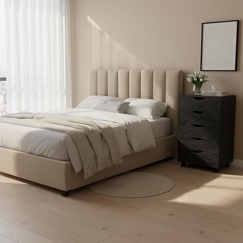 Miniatura 58 de Naomi Home Cómoda de 5 cajones para dormitorio, alta y elegante, con ruedas y estantes de almacenamiento, pequeña para guardarropa, para maquillaje,