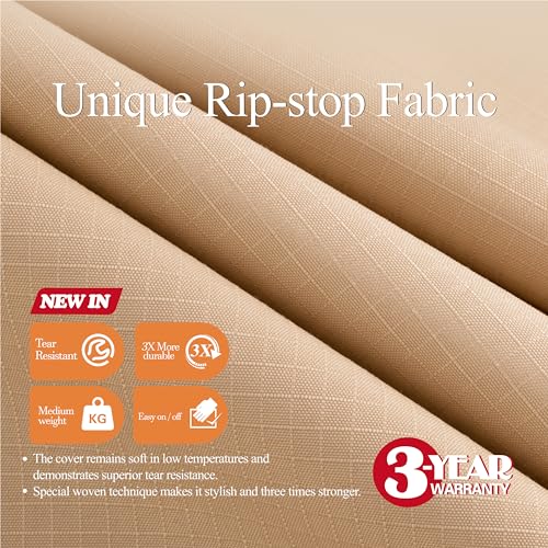 WJ-X3 3-Seater Patio Sofa Cover Waterproof, Heavy Duty Lawn Couch Cover UV Resistant, Porch Furniture Sets Cover Anti-Fading, High Wind Resistant, 93W x 42D x 42H Inches, Beige by WJ-X3 - Image 2