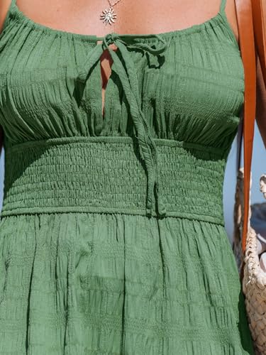 Image of CUPSHE Women Ruffle Mini Summer Dress Scoop Neck Cami Strap Backless Smocked Waist Casual Sundress Beach Holiday Dress