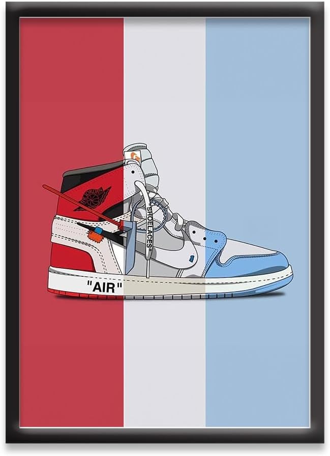 Jurojin Junction | Nike Air Jordan Vector Art | Sneakers Framed Poster | Vector Art Framed Posters - Matt Black Frame (A4 Black Framed, Nike Air Jordan)