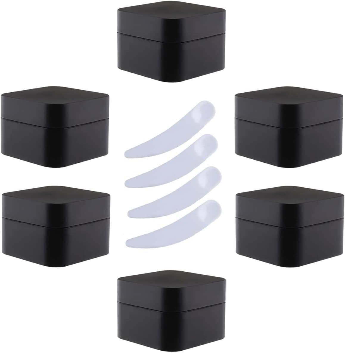 FLYIODFCXV cosmetic jar, Pack of 6,Square Blue Plastic Cream Jars Cosmetic Pots with Inner Liner Containers for Lip Balm, Lotion(Black,5ml)