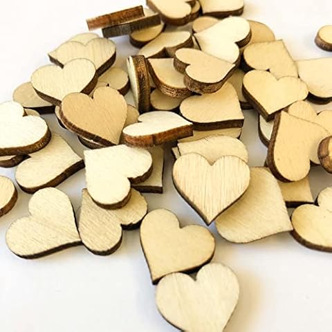 50 Stück Mini Holz Herzen Deko Hochzeit Geburtstag Taufe Dekoration Holzherzen Mini Herzen Tischdeko Cover