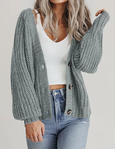 Image of Zeagoo Women's 2026 Fall Chunky Knit Cardigans Open Front Long Sleeve V Neck Button Loose Cardigan Sweaters