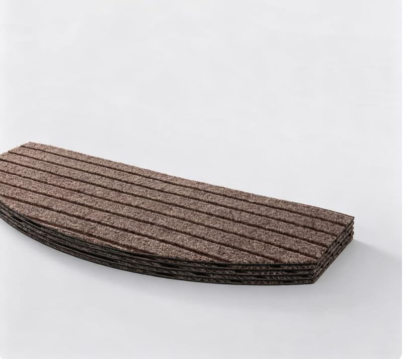 15 Stück Treppenstufen Matten Halbrund für Holztreppen 60 x 24 cm, Braun | Stufenmatten Selbstklebend, Antirutsch Treppenmatten, Weicher Treppenteppich für Familien mit Kindern, Senioren & Haustieren