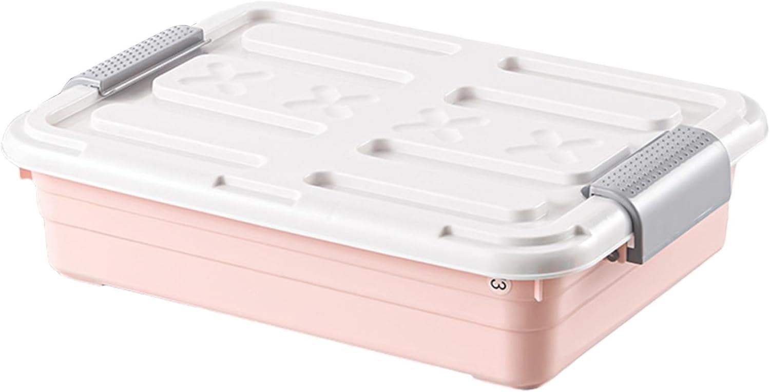 Underbed Storage Box, Underbed Storage Container, Storage Boxes Under Bed with Wheels, Space-Saving, Heavy-Duty Organising Aessories with Double Opening for Bedding and