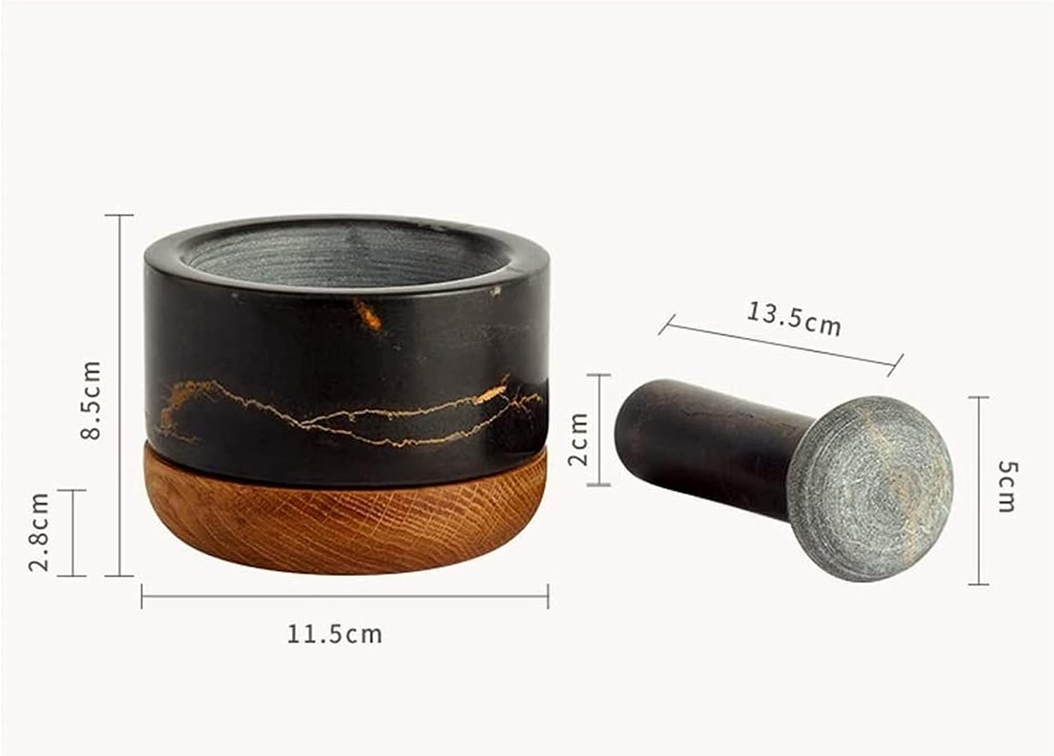 Mortar and Pestle Set Polished Natural Marble Guacamole Bowl 5.5inch Stone Spice Grinder