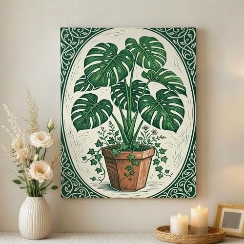 Toile murale abstraite Monstera pour insuffler une énergie positive dans votre chambre