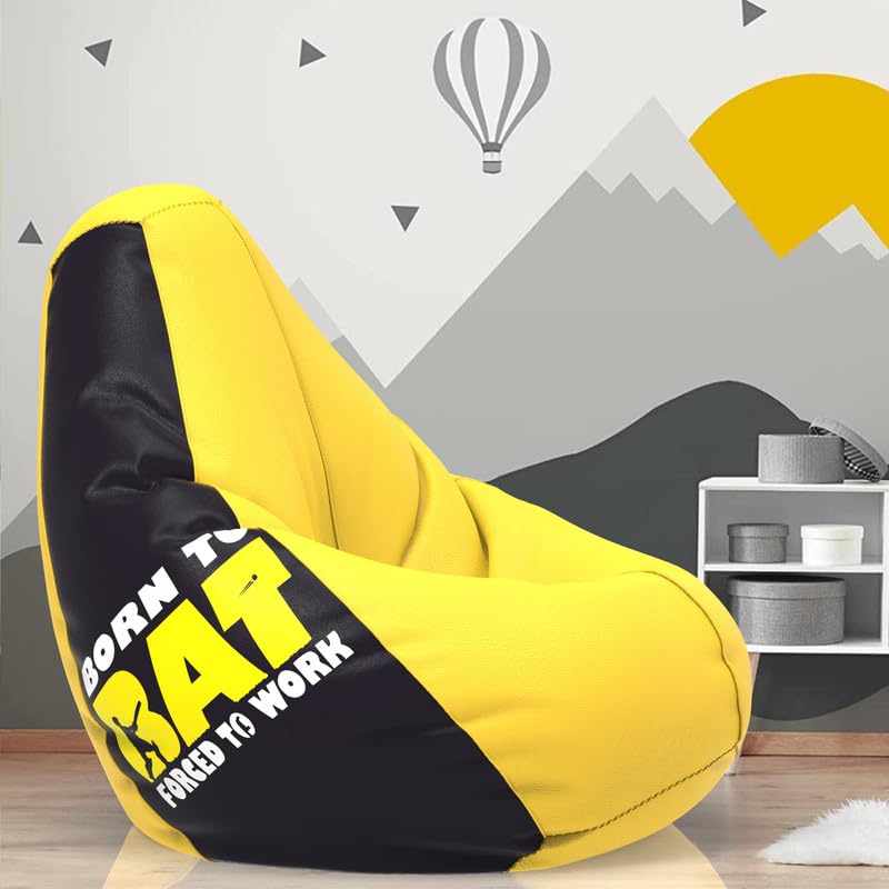 Biggie Bean Bag Cover 6XL- Official: Jack & Mayers Bean Bags - Max User Height : 6-6.5 Ft. - Weight : 99-110 Kgs(Model: Born to Bat - Yellow Black)-image-6