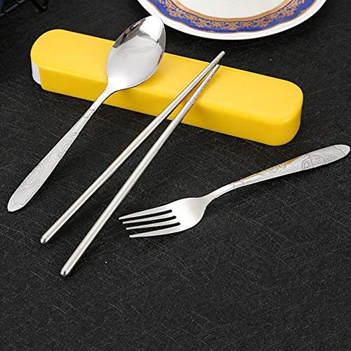 LYXMY Juego vajilla con Estuche Cuchara Tenedor Palillos Herramienta Cocina Viajar Acero Inoxidable Portátil Restaurante al Aire Libre Camping...