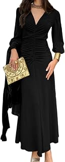Women's Elegant Long Sleeve V Neck Bodycon Formal Party Cocktail Evening Dinner Dresses