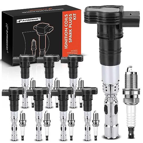 A-Premium Set of 8 Ignition Coil Pack and Iridium Spark Plugs Compatible with Volkswagen Touareg Phaeton, 2004-2006, V8 4.2L by A-Premium - Used condition - US$37.41
