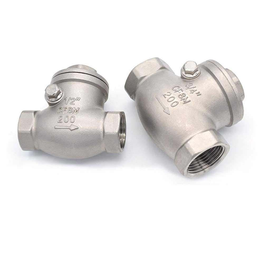 WEUSANXPL Check Valves Stainless Steel Wire Mouth Horizontal Non-Return Valve 304 Stainless Steel Female Thread Swing Check Valve 1/2 3/4 1 1-1/4 Inch(DN25)