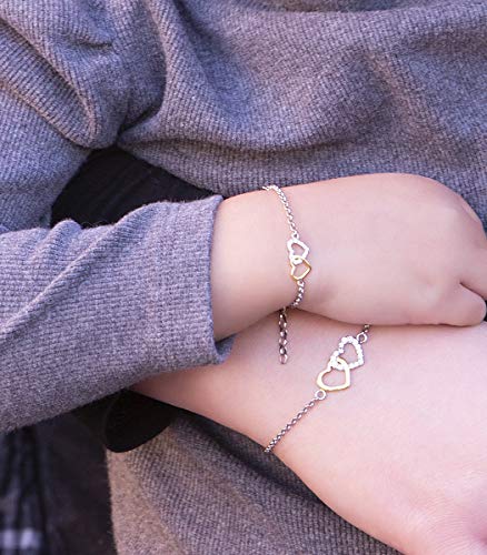 Cherished Moments 14K Gold-Plated and Sterling Silver Mom and Me Double Heart Bracelet for Mothers and Daughters (Sold as a Set or individually)3