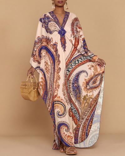 Image of Bsubseach Moo Moos for Women Batwing Sleeve Kaftan Dresses with Pockets
