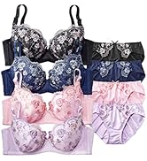 [ニッセン] ブラ ショーツ セット 5セット組 小花柄 刺しゅう レディース