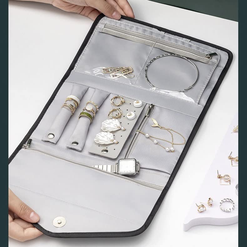 Bolsa de almacenamiento de joyas de viaje plegable y organizador de tela portátil Welry 6