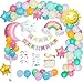 Produktbild MMTX Geburtstag Dekoration Mädchen, Geburtstagsdeko Luftballons Himmel Thema mit Happy Birthday Girlande, Sonne Mond Wolken Regenbogen Ballon, Stern Herz Ballon für Gender Reveal Mädchen Junge Frauen