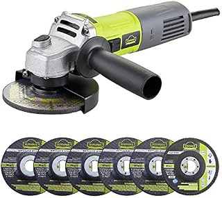 Angle Grinder, DEWINNER Corded Cutting Grinding Polishing, with Disc, Side Handle, 850 W 220-240 V x Cutter, Adjustable Pin,115mm+ 6 Discs