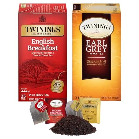 AYD Goods Black Tea Bundle, 25 Counts Each of English Breakfast Tea and Earl Grey Tea, Total of 50 Individually Wrapped Tea Bags Cover