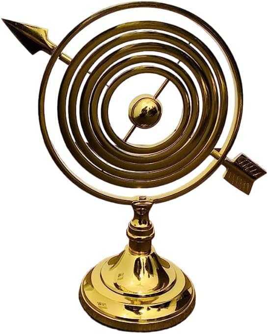Aluminum Armillary Vintage Tabletop Sphere Globes Armillary Marine 11 Inches Handmade Decorative Globe (Shiny Brass Finish)