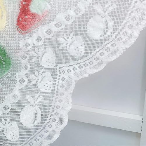 Cortinas de café de encaje blanco con borde festoneado elegante para cocina 7