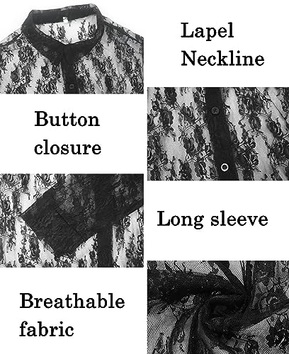 FEOYA Men’s Mesh See Through Shirts Sheer Transparent Club Party Casual Top Undershirts4