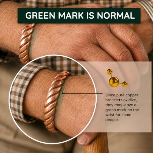 Image of Touchstone Copper magnetic bracelet Tibetan style. Hand forged with solid and high gauge pure copper. Twisted rope look.