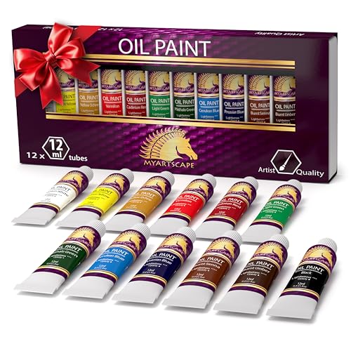 Oil Paint Set - 12ml x 12 Tubes - Artists Quality Art Paints - Oil-Based Color - Professional Painting Supplies - MyArtscape